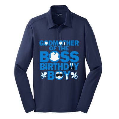 Godmother Of The Boss Birthdaybaby Family Decorations Silk Touch Performance Long Sleeve Polo