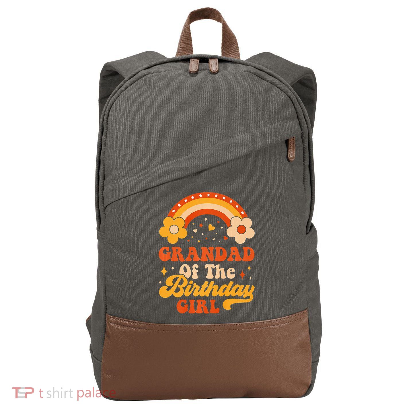 Grandad Of The Birthday Groovy Matching Family Cotton Canvas Backpack