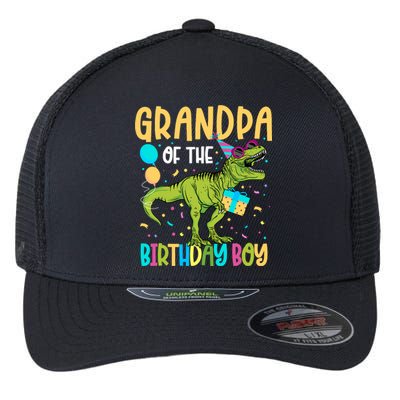 Grandpa Of The Birthday Boy Family Matching Dinosaur Squad Flexfit Unipanel Trucker Cap