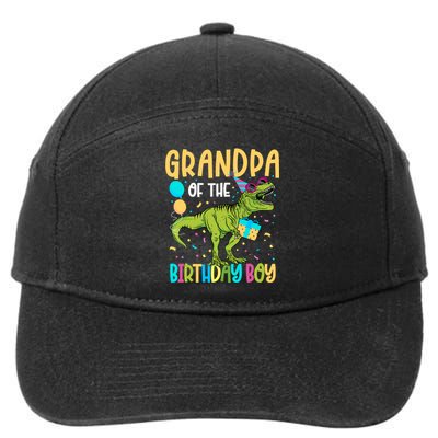 Grandpa Of The Birthday Boy Family Matching Dinosaur Squad 7-Panel Snapback Hat