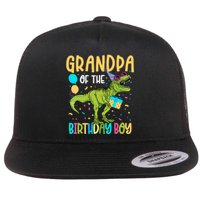 Grandpa Of The Birthday Boy Family Matching Dinosaur Squad Flat Bill Trucker Hat