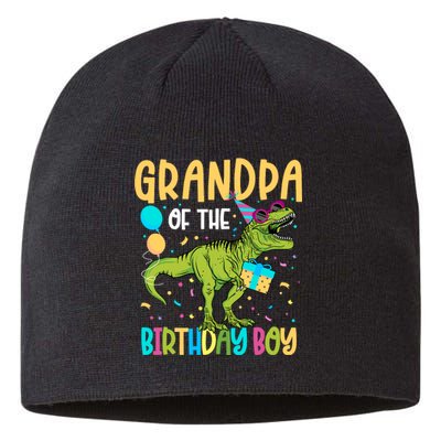 Grandpa Of The Birthday Boy Family Matching Dinosaur Squad Sustainable Beanie