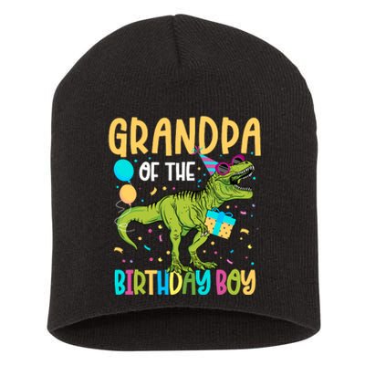 Grandpa Of The Birthday Boy Family Matching Dinosaur Squad Short Acrylic Beanie