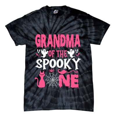 Grandma Of The Spooky One Halloween 1st Birthday Girl Tie-Dye T-Shirt