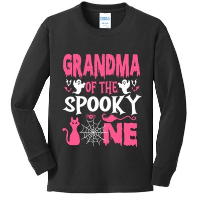 Grandma Of The Spooky One Halloween 1st Birthday Girl Kids Long Sleeve Shirt