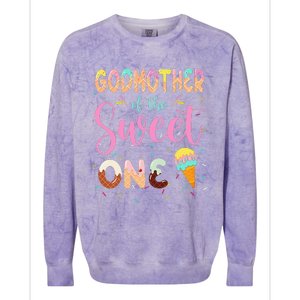 Godmother Of The Sweet One Ice Cream First Birthday Family Colorblast Crewneck Sweatshirt