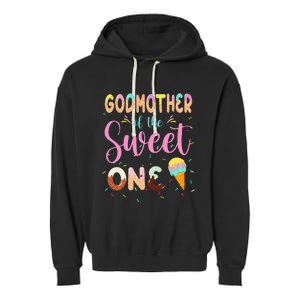 Godmother Of The Sweet One Ice Cream First Birthday Family Garment-Dyed Fleece Hoodie