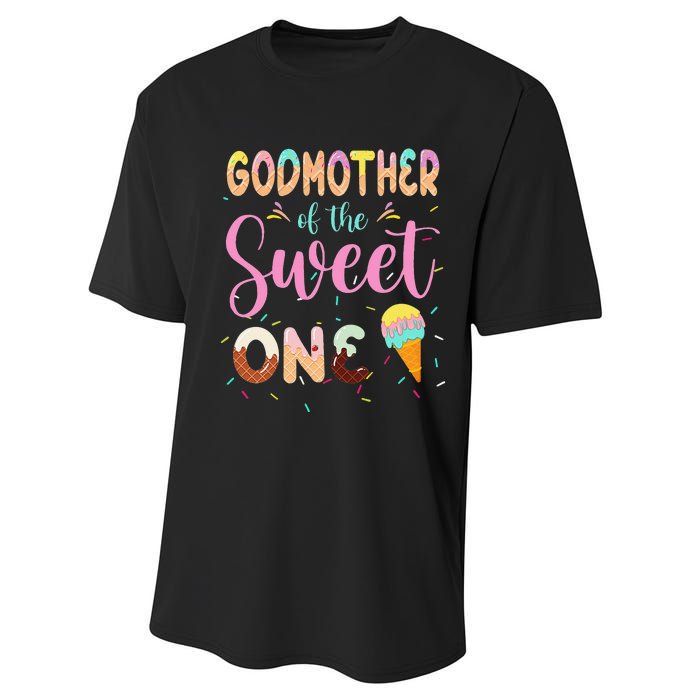 Godmother Of The Sweet One Ice Cream First Birthday Family Performance Sprint T-Shirt