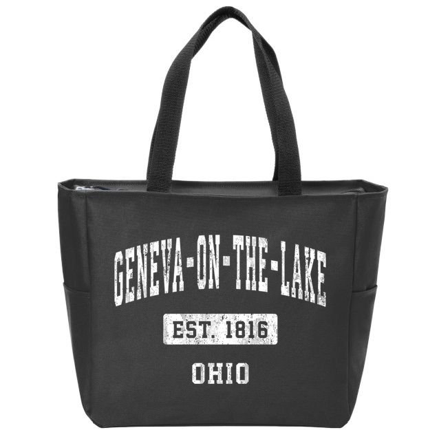 Geneva On The Lake Ohio Oh Vintage Established Sports Established Zip Tote Bag