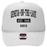 Geneva On The Lake Ohio Oh Vintage Established Sports Established High Crown Mesh Back Trucker Hat