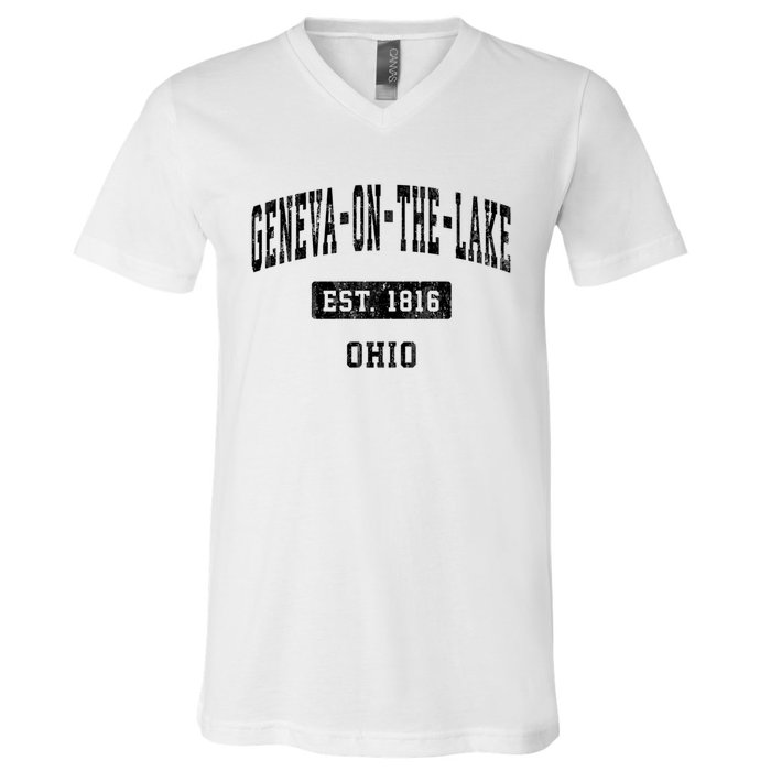 Geneva On The Lake Ohio Oh Vintage Established Sports Established V-Neck T-Shirt