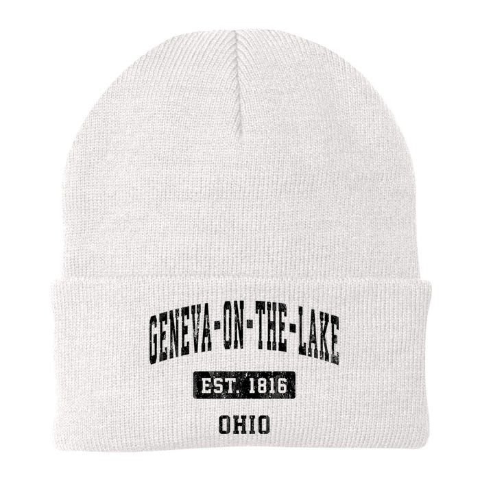 Geneva On The Lake Ohio Oh Vintage Established Sports Established Knit Cap Winter Beanie