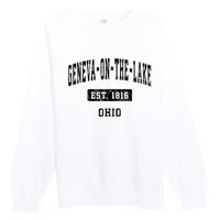 Geneva On The Lake Ohio Oh Vintage Established Sports Established Premium Crewneck Sweatshirt