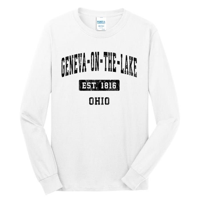 Geneva On The Lake Ohio Oh Vintage Established Sports Established Tall Long Sleeve T-Shirt