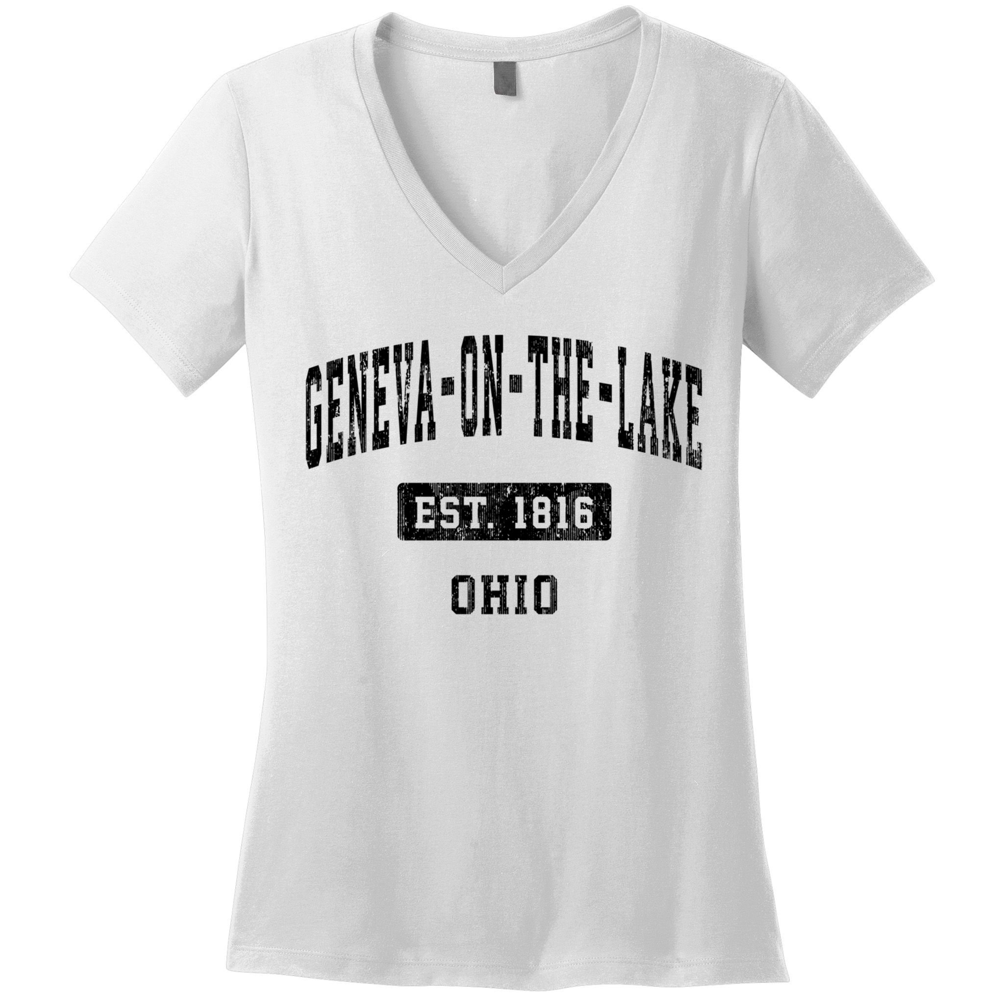 Geneva On The Lake Ohio Oh Vintage Established Sports Established Women's V-Neck T-Shirt