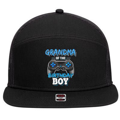 Grandma Of The Birthday Boy Matching Video Game Birthday 7 Panel Mesh Trucker Snapback Hat