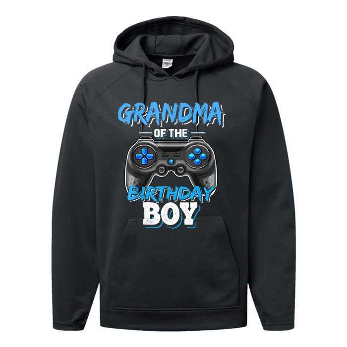 Grandma Of The Birthday Boy Matching Video Game Birthday Performance Fleece Hoodie