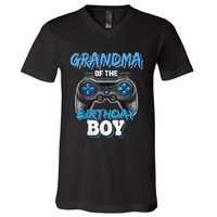 Grandma Of The Birthday Boy Matching Video Game Birthday V-Neck T-Shirt