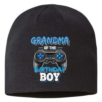 Grandma Of The Birthday Boy Matching Video Game Birthday Sustainable Beanie