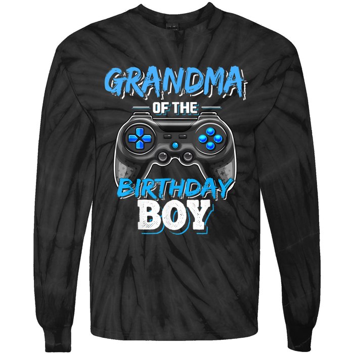 Grandma Of The Birthday Boy Matching Video Game Birthday Tie-Dye Long Sleeve Shirt