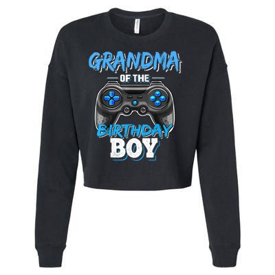 Grandma Of The Birthday Boy Matching Video Game Birthday Cropped Pullover Crew