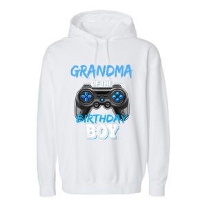 Grandma Of The Birthday Boy Matching Video Game Birthday Garment-Dyed Fleece Hoodie