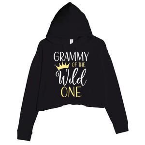 Grammy Of The Wild One First Birthday Matching Family Gift Crop Fleece Hoodie