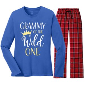 Grammy Of The Wild One First Birthday Matching Family Gift Women's Long Sleeve Flannel Pajama Set 