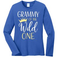 Grammy Of The Wild One First Birthday Matching Family Gift Ladies Long Sleeve Shirt