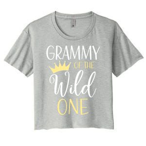 Grammy Of The Wild One First Birthday Matching Family Gift Women's Crop Top Tee