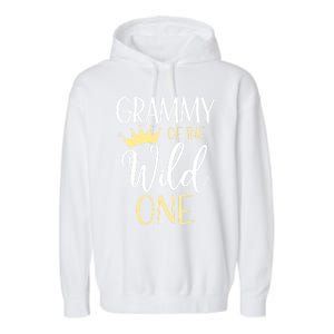 Grammy Of The Wild One First Birthday Matching Family Gift Garment-Dyed Fleece Hoodie