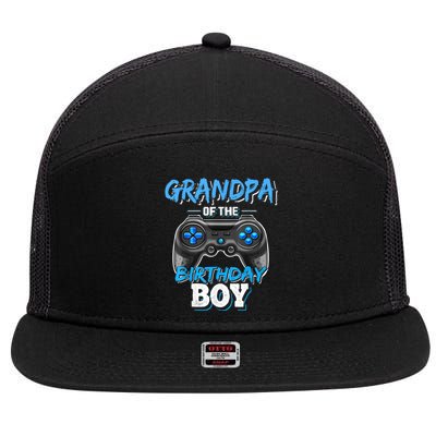 Grandpa Of The Birthday Boy Matching Video Game Birthday 7 Panel Mesh Trucker Snapback Hat