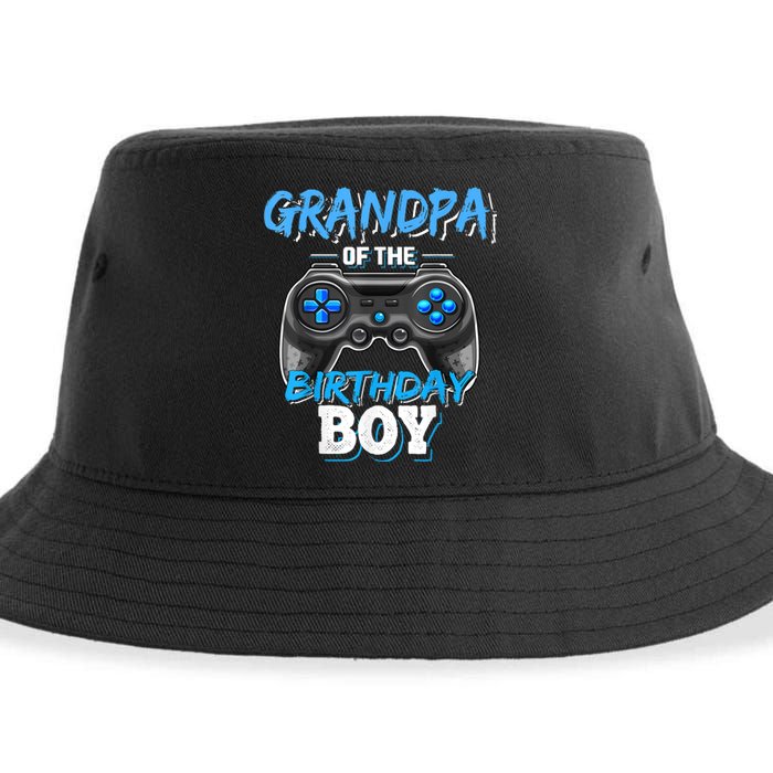 Grandpa Of The Birthday Boy Matching Video Game Birthday Sustainable Bucket Hat