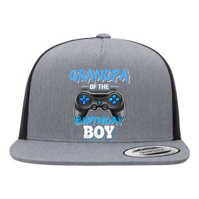 Grandpa Of The Birthday Boy Matching Video Game Birthday Flat Bill Trucker Hat