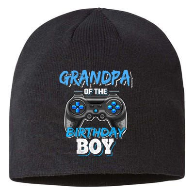 Grandpa Of The Birthday Boy Matching Video Game Birthday Sustainable Beanie