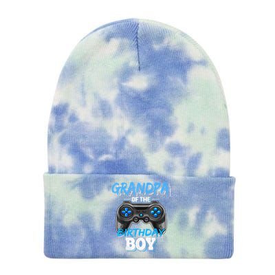 Grandpa Of The Birthday Boy Matching Video Game Birthday Tie Dye 12in Knit Beanie