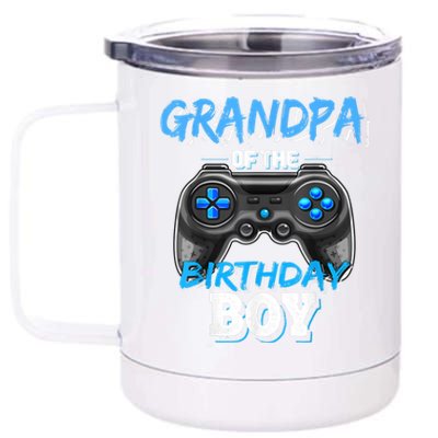 Grandpa Of The Birthday Boy Matching Video Game Birthday 12 oz Stainless Steel Tumbler Cup