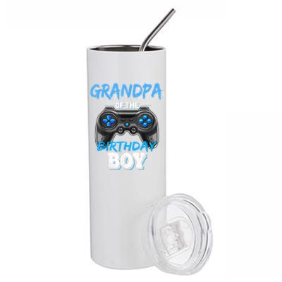 Grandpa Of The Birthday Boy Matching Video Game Birthday Stainless Steel Tumbler