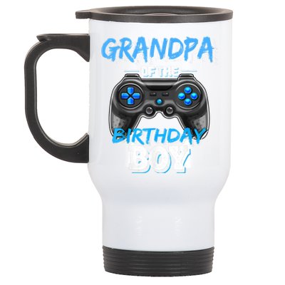 Grandpa Of The Birthday Boy Matching Video Game Birthday Stainless Steel Travel Mug