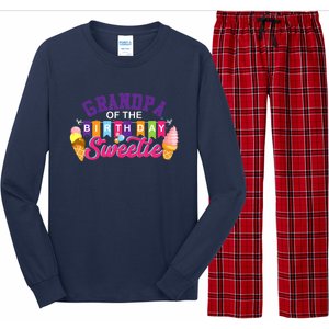 Grandpa Of The Birthday Sweetie Ice Cream Birthday Party Long Sleeve Pajama Set