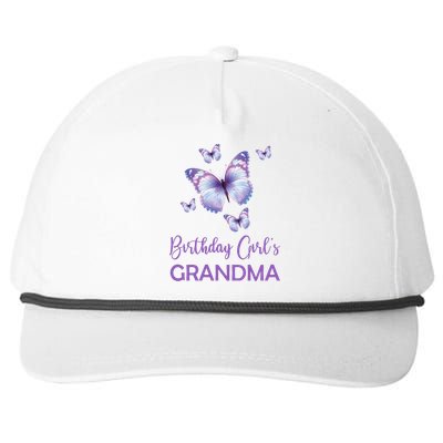 Grandma Of The Birthday Butterfly Family 1st Birthday Funny Gift Snapback Five-Panel Rope Hat