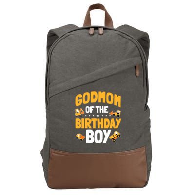 Godmom Of The Birthday Boy Construction Worker Bday Party Cotton Canvas Backpack