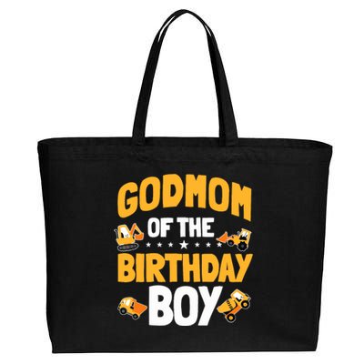 Godmom Of The Birthday Boy Construction Worker Bday Party Cotton Canvas Jumbo Tote