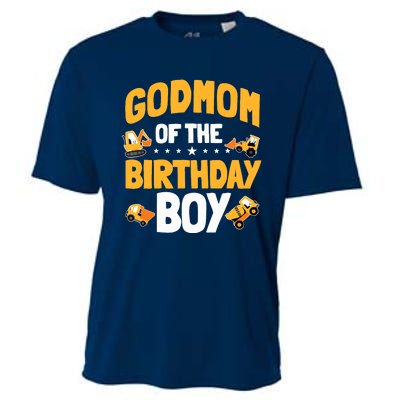 Godmom Of The Birthday Boy Construction Worker Bday Party Cooling Performance Crew T-Shirt