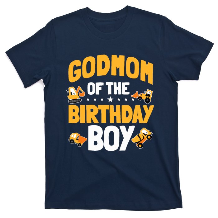 Godmom Of The Birthday Boy Construction Worker Bday Party T-Shirt