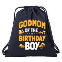 Godmom Of The Birthday Boy Construction Worker Bday Party Drawstring Bag