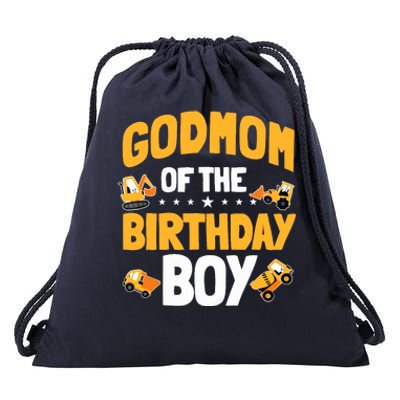 Godmom Of The Birthday Boy Construction Worker Bday Party Drawstring Bag