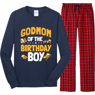 Godmom Of The Birthday Boy Construction Worker Bday Party Long Sleeve Pajama Set