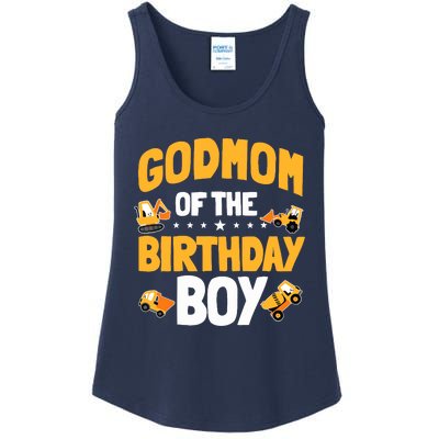 Godmom Of The Birthday Boy Construction Worker Bday Party Ladies Essential Tank