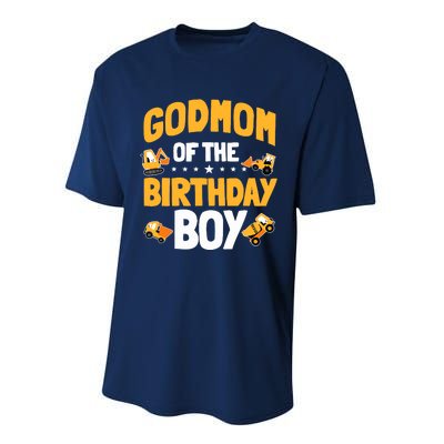 Godmom Of The Birthday Boy Construction Worker Bday Party Performance Sprint T-Shirt